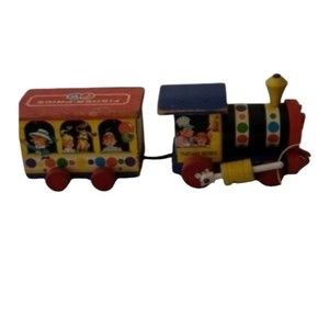 FISHER PRICE PLAY LAND EXPRESS ENGINE AND PASSENGER CAR WOODEN VINTAGE